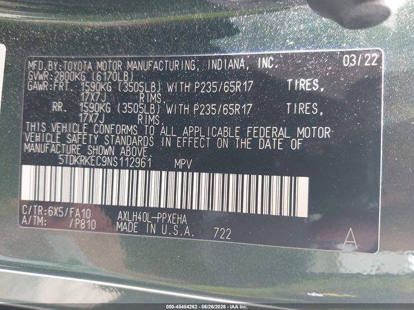 2022 TOYOTA SIENNA LE