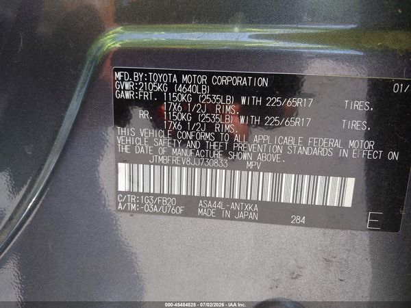 2018 TOYOTA RAV4 LE