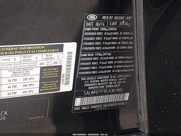 2014 LAND ROVER RANGE ROVER SPORT 5.0L V8 SUPERCHARGED