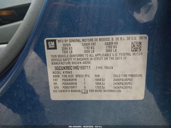 2017 CHEVROLET SILVERADO 1500 LT — I9