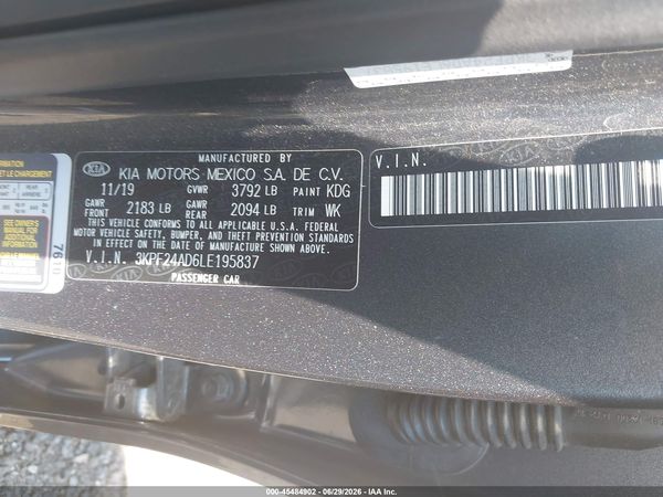 2020 KIA FORTE LXS