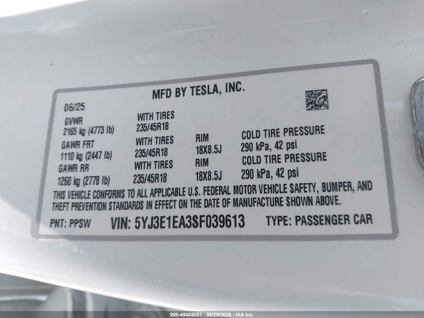 2025 TESLA MODEL 3