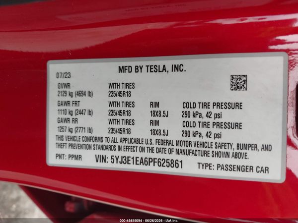 2023 TESLA MODEL 3 REAR-WHEEL DRIVE