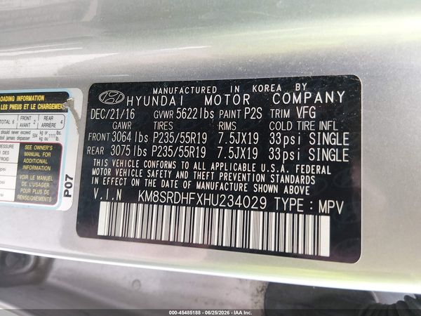 2017 HYUNDAI SANTA FE LIMITED ULTIMATE