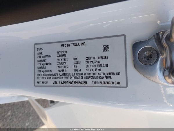 2025 TESLA MODEL 3