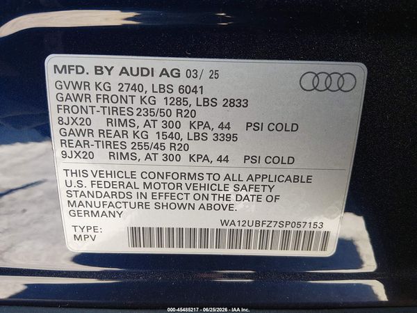 2025 AUDI Q4 SPORTBACK E-TRON PREMIUM 55 QUATTRO