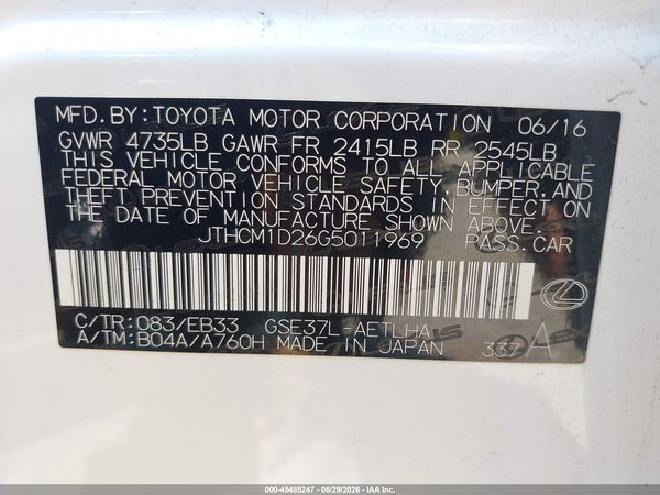 2016 LEXUS IS 300