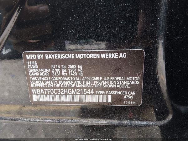 2017 BMW 750I