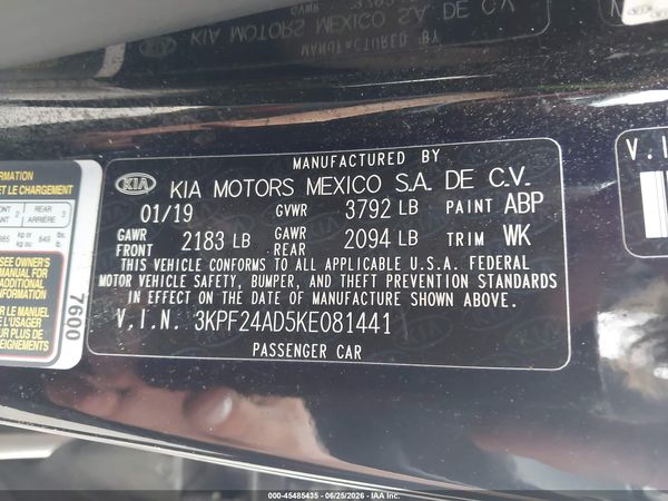 2019 KIA FORTE FE