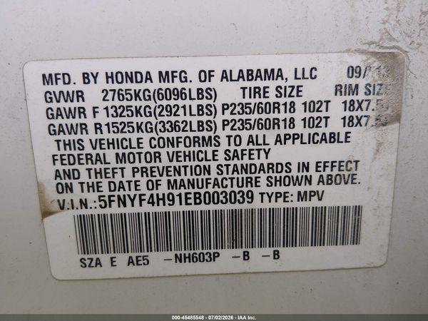 2014 HONDA PILOT TOURING