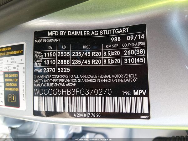 2015 MERCEDES-BENZ GLK 350 GLK350