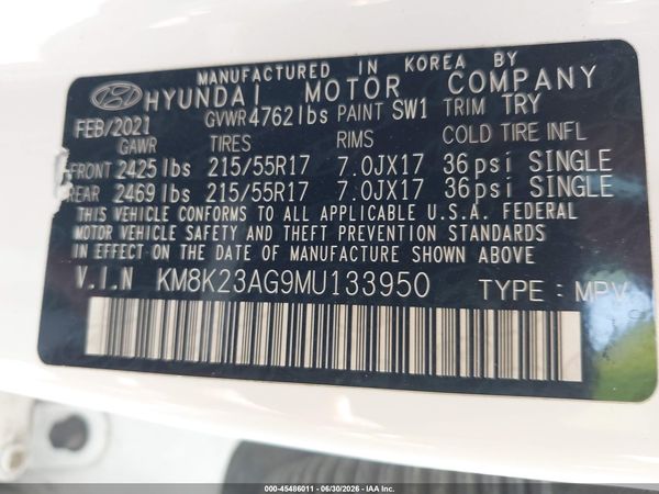 2021 HYUNDAI KONA ELECTRIC SEL