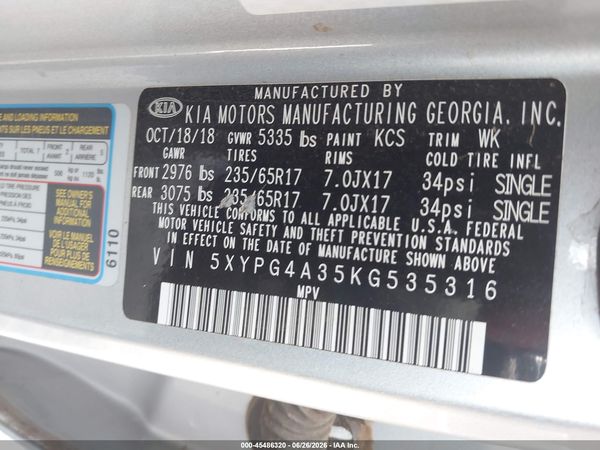 2019 KIA SORENTO 2.4L LX