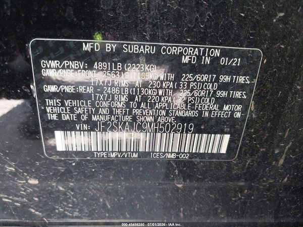 2021 SUBARU FORESTER PREMIUM — I9