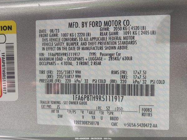 2024 FORD MUSTANG ECOBOOST FASTBACK