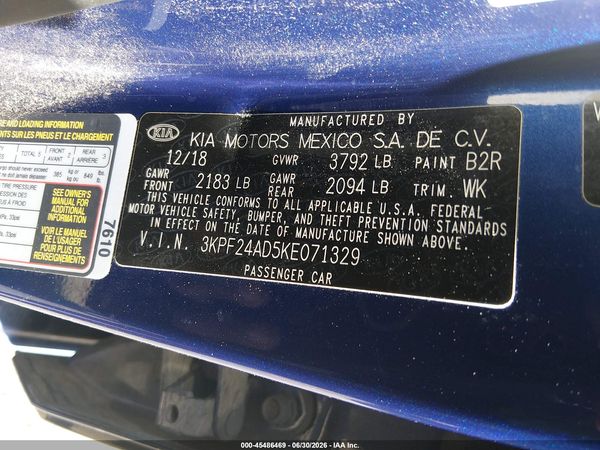 2019 KIA FORTE LXS