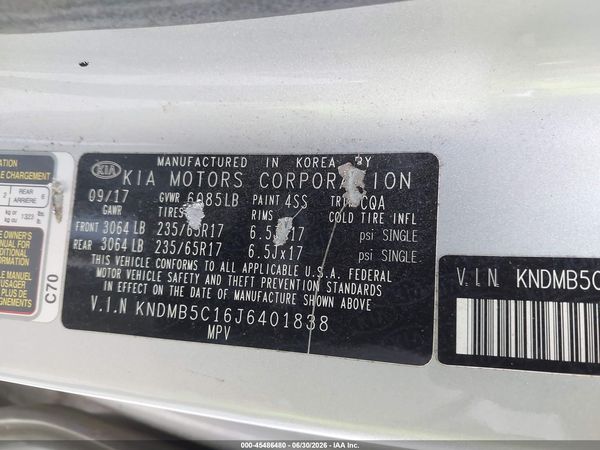 2018 KIA SEDONA LX