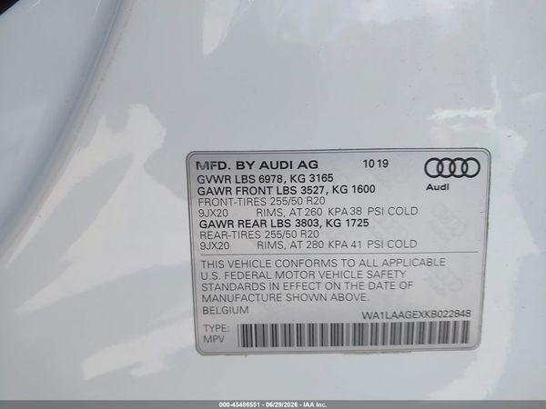 2019 AUDI E-TRON PREMIUM PLUS