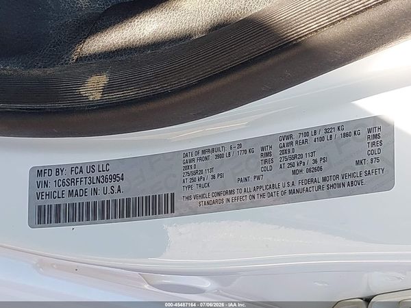 2020 RAM 1500 BIG HORN  4X4 5'7 BOX