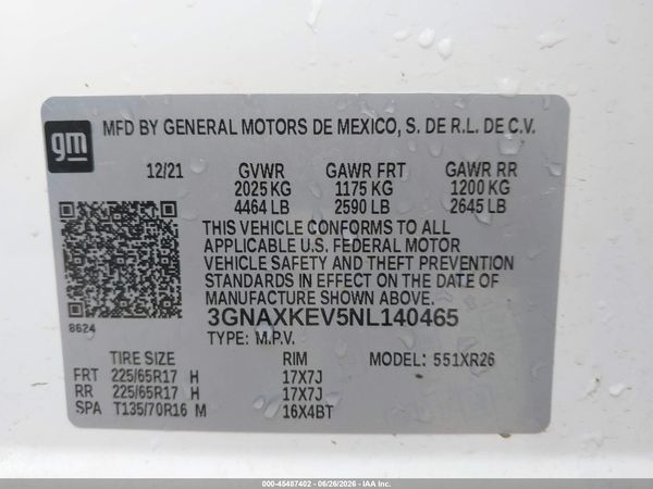 2022 CHEVROLET EQUINOX FWD LT — I9