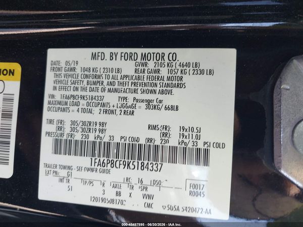 2019 FORD MUSTANG GT PREMIUM