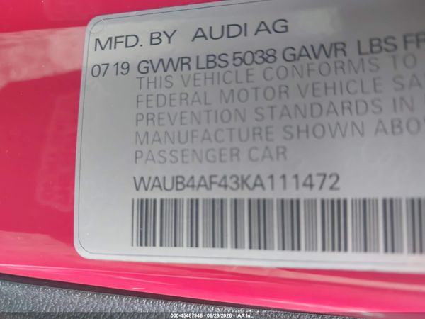 2019 AUDI S4 3.0T PREMIUM