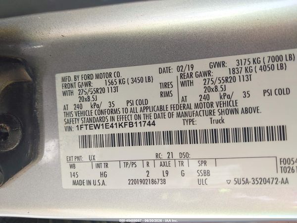 2019 FORD F-150 LARIAT