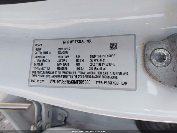 2021 TESLA MODEL 3