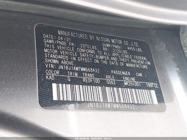 2021 NISSAN ROGUE SPORT S AWD XTRONIC CVT