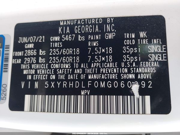 2021 KIA SORENTO EX