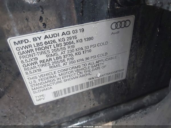 2019 AUDI Q7 45 PREMIUM/45 SE PREMIUM