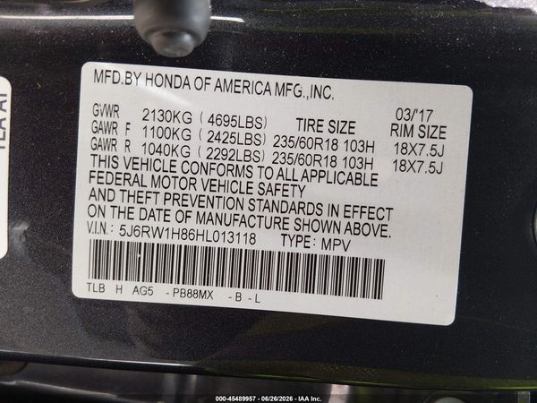 2017 HONDA CR-V EX-L/EX-L NAVI