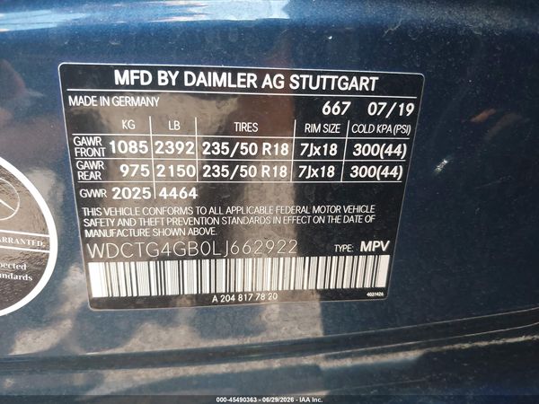 2020 MERCEDES-BENZ GLA 250 4MATIC