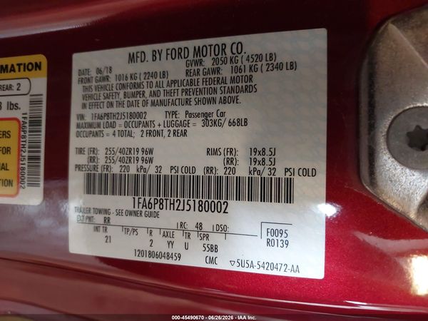 2018 FORD MUSTANG ECOBOOST