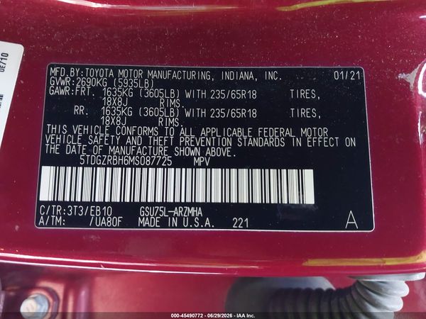 2021 TOYOTA HIGHLANDER XLE
