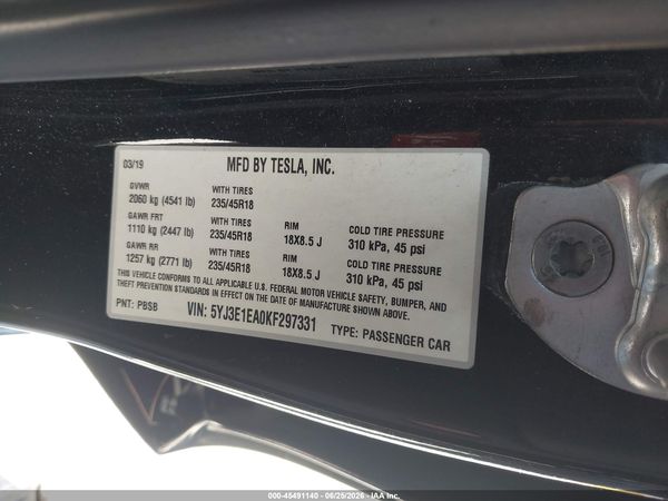 2019 TESLA MODEL 3