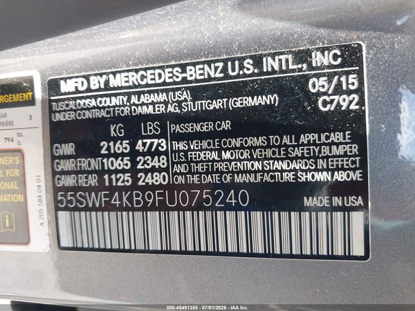 2015 MERCEDES-BENZ C 300 4MATIC