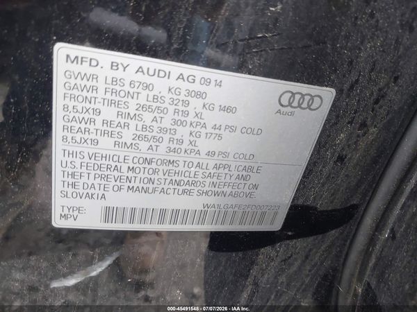2015 AUDI Q7 3.0T PREMIUM