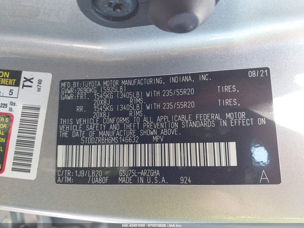 2021 TOYOTA HIGHLANDER LIMITED