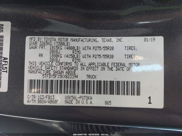 2019 TOYOTA TUNDRA SR5 5.7L V8