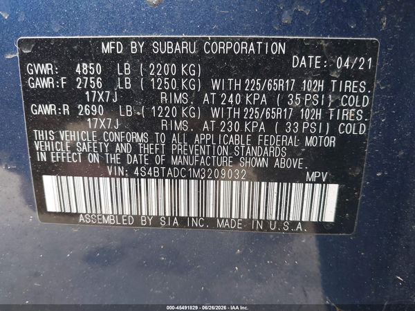 2021 SUBARU OUTBACK PREMIUM