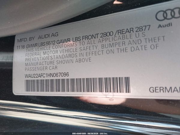 2017 AUDI A7 3.0T PREMIUM PLUS