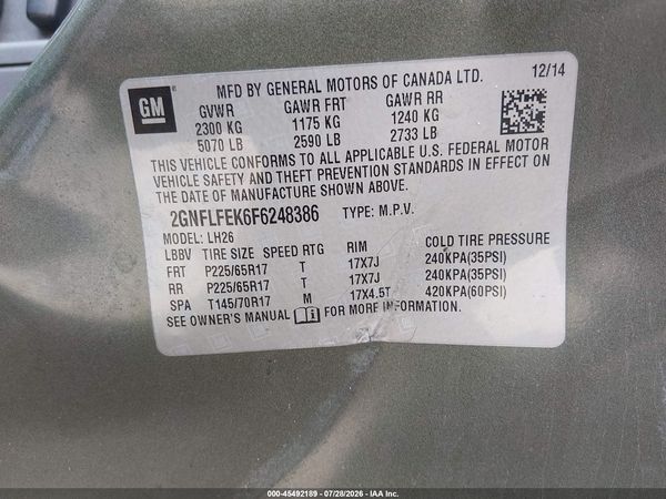 2015 CHEVROLET EQUINOX LT — I9