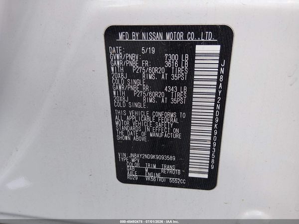 2019 NISSAN ARMADA SL