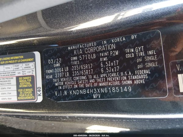 2022 KIA CARNIVAL MPV LX