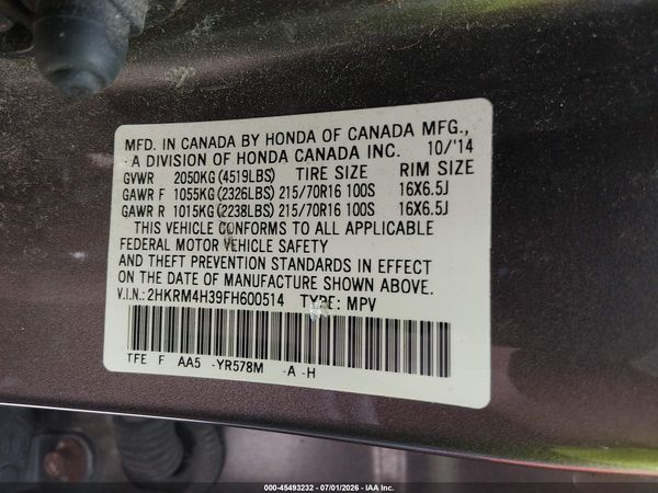 2015 HONDA CR-V LX