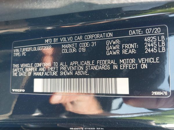 2020 VOLVO S60 T5 INSCRIPTION