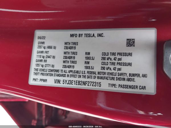 2022 TESLA MODEL 3
