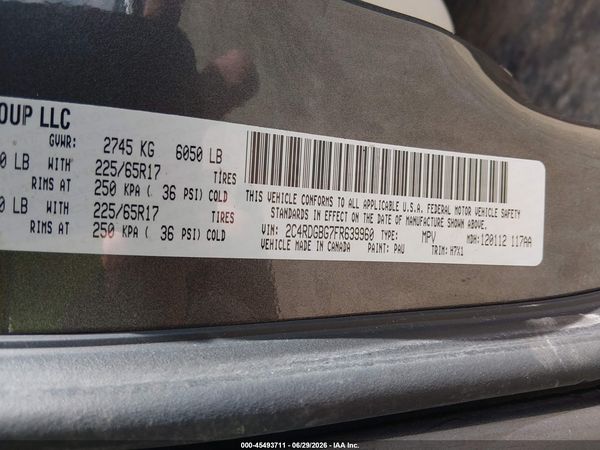 2015 DODGE GRAND CARAVAN SE — I9