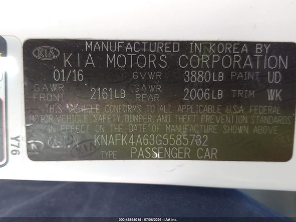 2016 KIA FORTE LX
